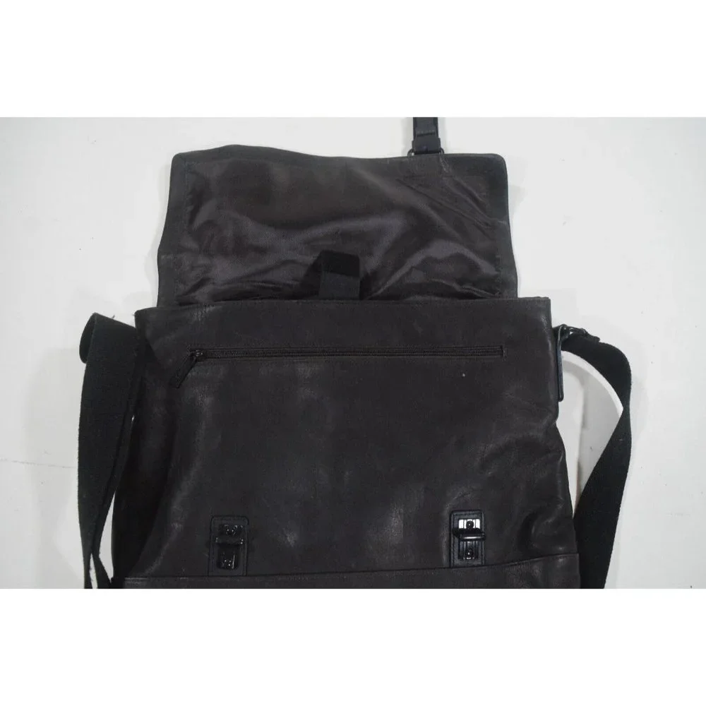 Kenneth Cole Dark Brown Leather Laptop Bag Satchel Briefcase